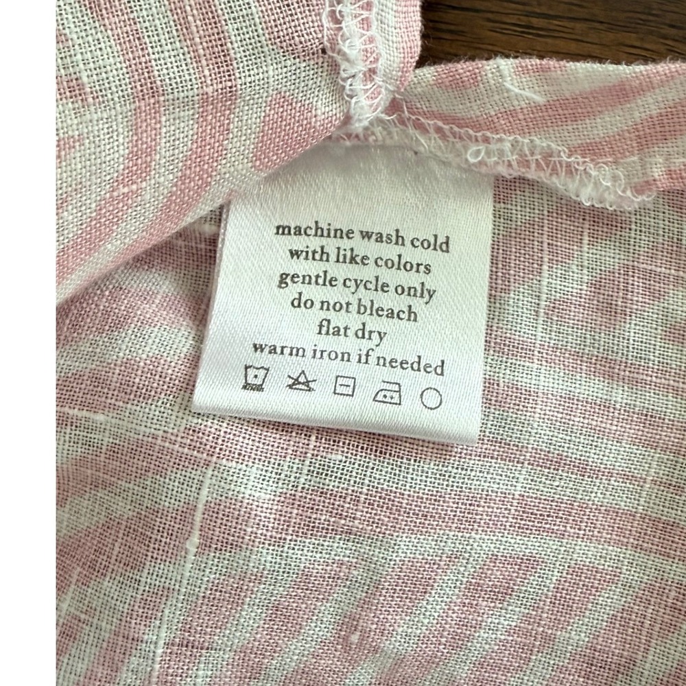 Island Company Mandarin Beach Tunic Pink White Leaf Print 100%‎ Linen Womens M - Picture 8 of 11